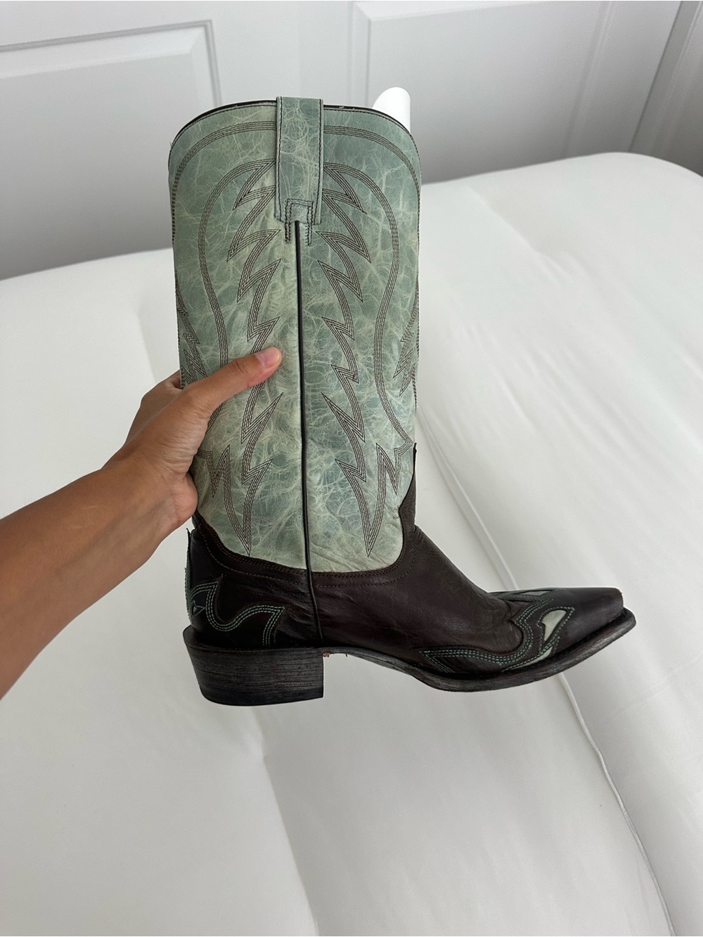 Women’s Stetson Green and Brown Leather Western Boots